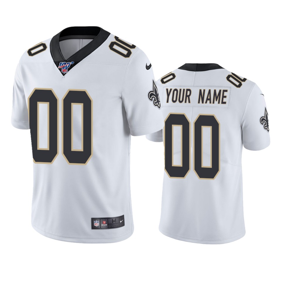 Men's New Orleans Saints ACTIVE PLAYER Custom 2019 White 100th Season Vapor Untouchable Limited Stitched NFL Jersey